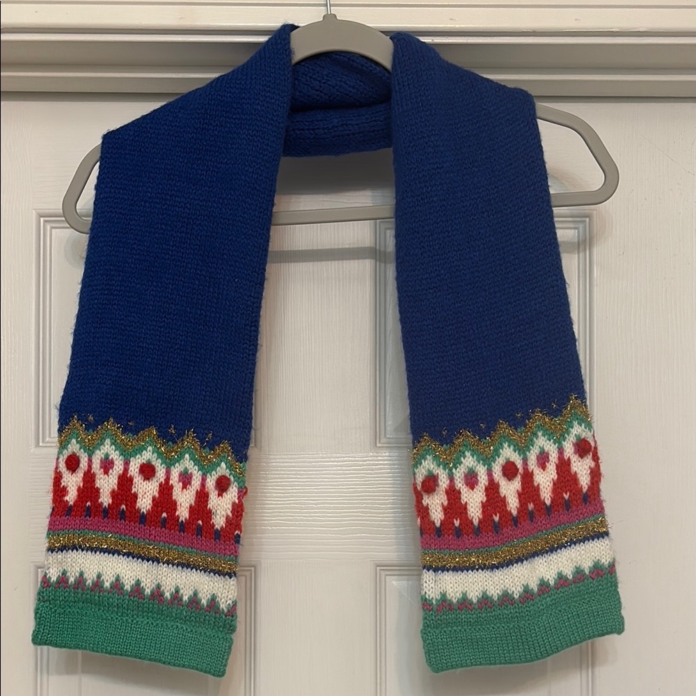 Colorful Scarf with Patterned Trim. Girls Size XS.